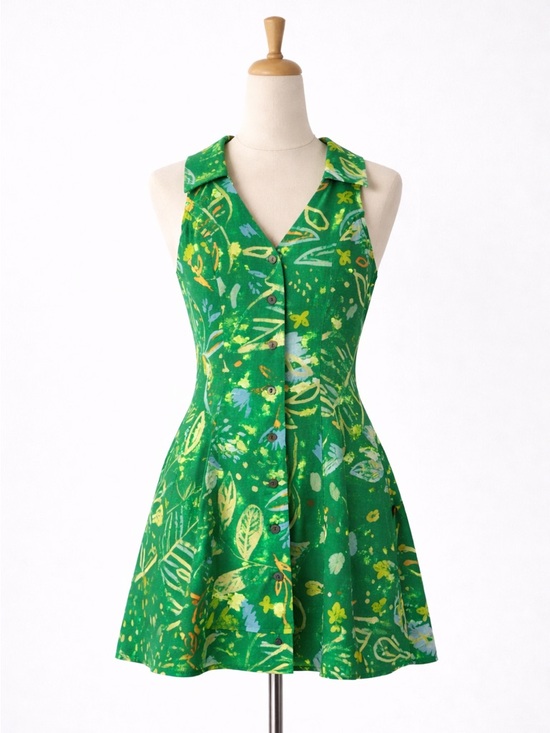 Lulus Dresses & Skirts - Lulu's Green Floral Print Sleeveless Mini Dress